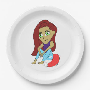 chibi foxy girl paper plate