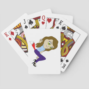chibi foxy girl playing cards