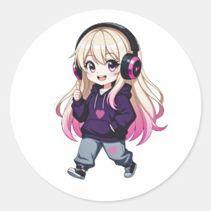 Chibi Funny Classic Round Sticker