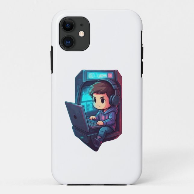 Chibi Gamer's Quest: Neon Arcade Case Designs (Back)