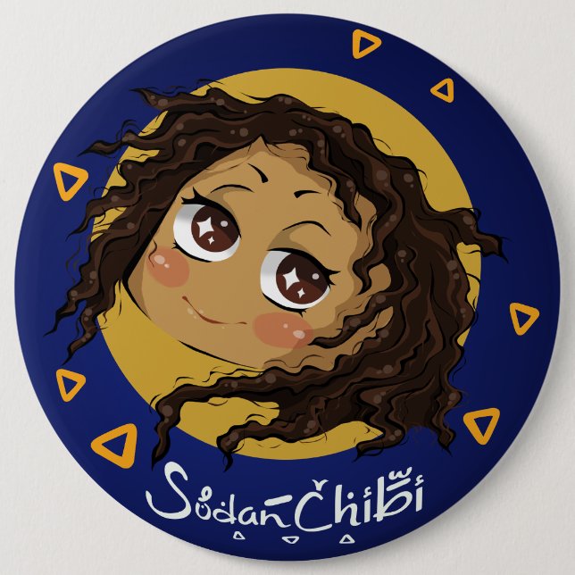 Chibi girl 6 inch round button (Front)