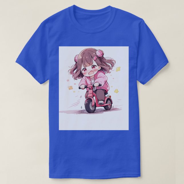 Chibi girl ride a bike T-Shirt (Design Front)