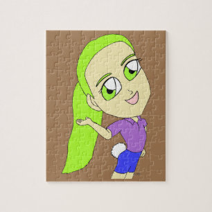 chibi girl with a bunny tail   button jigsaw puzzle