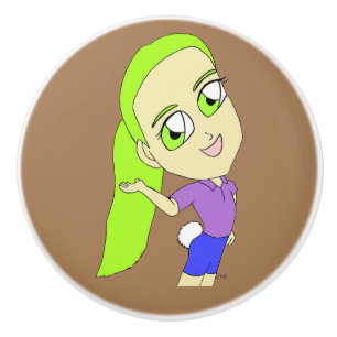 chibi girl with a bunny tail ceramic knob