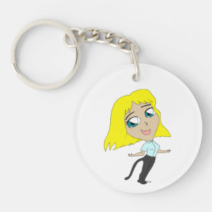 chibi girl with a tail keychain