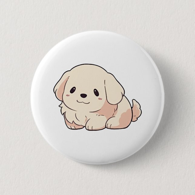 Chibi Golden Retriever Puppy 2 Inch Round Button (Front)