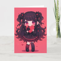 Chibi Goth Anime Girl with Heart