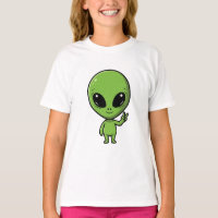 Chibi Green Alien Peace Sign Kids
