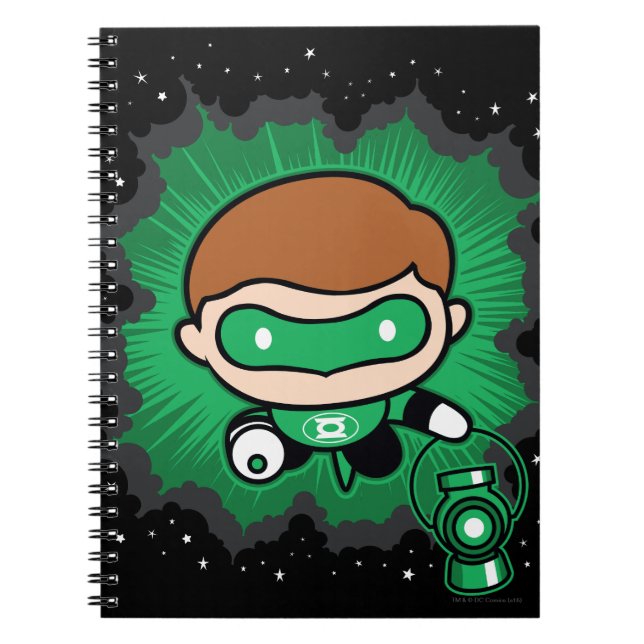 Chibi Green Lantern Flying Through Space Notebook (Front)