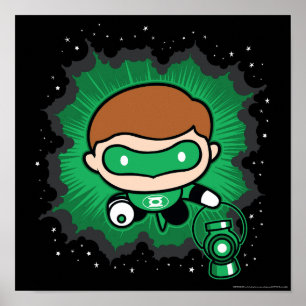 Chibi Green Lantern Flying Through Space Poster