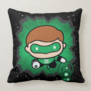 Chibi Green Lantern Flying Through Space Throw Pillow