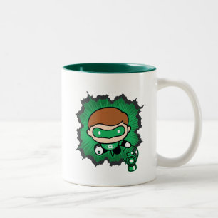 Chibi Green Lantern Flying Through Space Two-Tone Coffee Mug