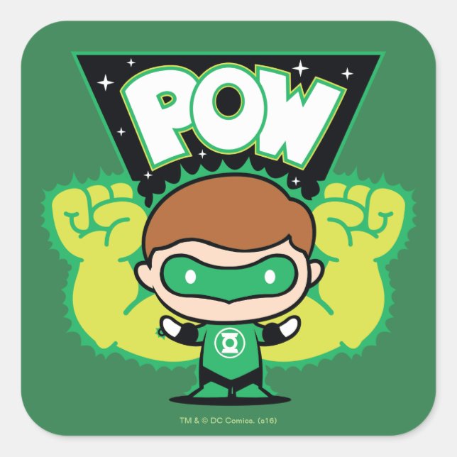 Chibi Green Lantern Forming Giant Fists Square Sticker (Front)