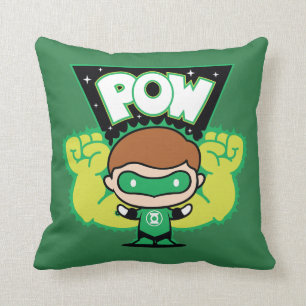 Chibi Green Lantern Forming Giant Fists Throw Pillow