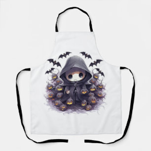 Chibi Grim Reaper Halloween - Adorable Dark Fantas Apron