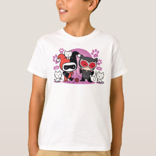 Chibi Harley Quinn & Chibi Catwoman With Cats T-Shirt