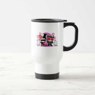 Chibi Harley Quinn & Chibi Catwoman With Cats Travel Mug
