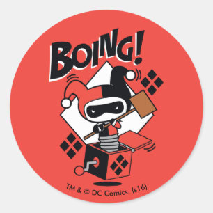 Chibi Harley-Quinn-In-A-Box With Hammer Classic Round Sticker