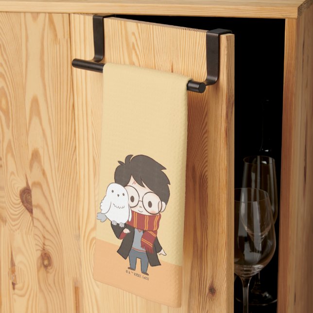 Chibi HARRY POTTER™ & Hedwig Kitchen Towel (Thirds Fold)