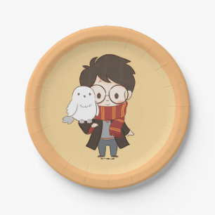 Chibi HARRY POTTER™ & Hedwig Paper Plate