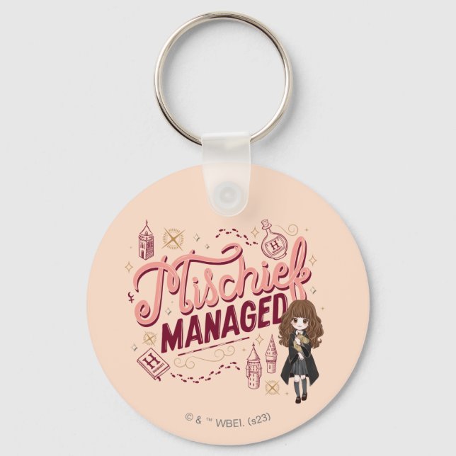 Chibi Hermione "Mischief Managed" Keychain (Front)