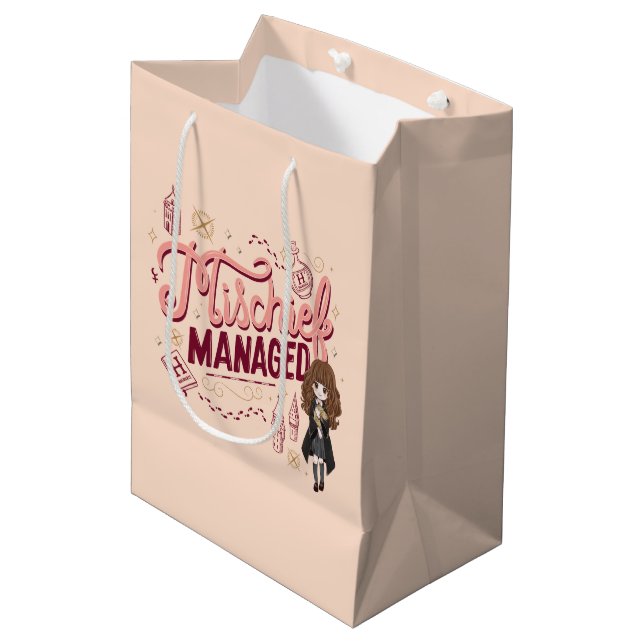 Chibi Hermione "Mischief Managed" Medium Gift Bag (Front Angled)