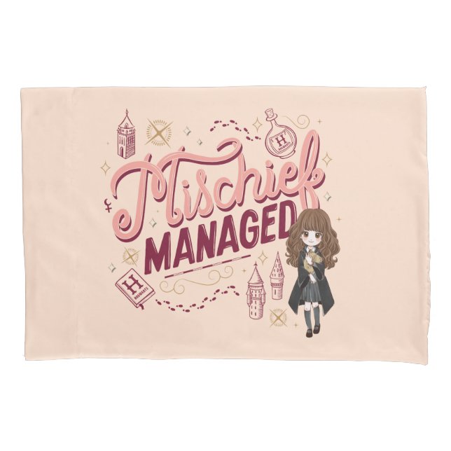 Chibi Hermione "Mischief Managed" Pillowcase (Front)