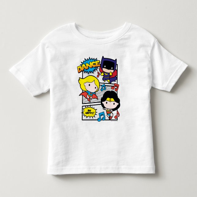 Chibi Heroes Dancing Toddler T-shirt (Front)