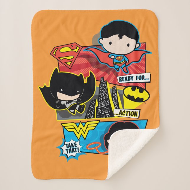 Chibi Heroes Ready For Action! Sherpa Blanket (Front)