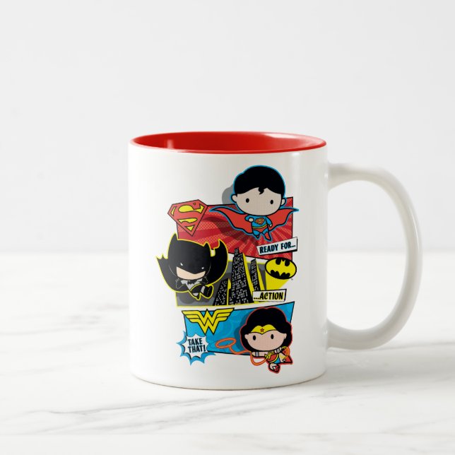 Chibi Heroes Ready For Action! Two-Tone Coffee Mug (Right)