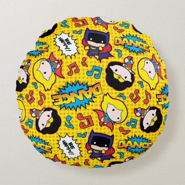 Chibi Heroine Dance Pattern Round Pillow (Front)