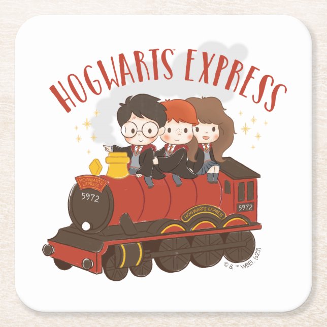 Chibi HOGWARTS EXPRESS™ Ride Square Paper Coaster (Front)
