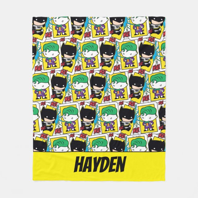 Chibi Joker and Batman Playing Card Pattern Fleece Blanket (Front)
