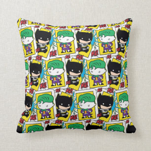 Chibi Joker and Batman Playing Card Pattern Throw Pillow
