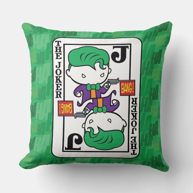 Chibi Joker Playing Card Throw Pillow (Front)