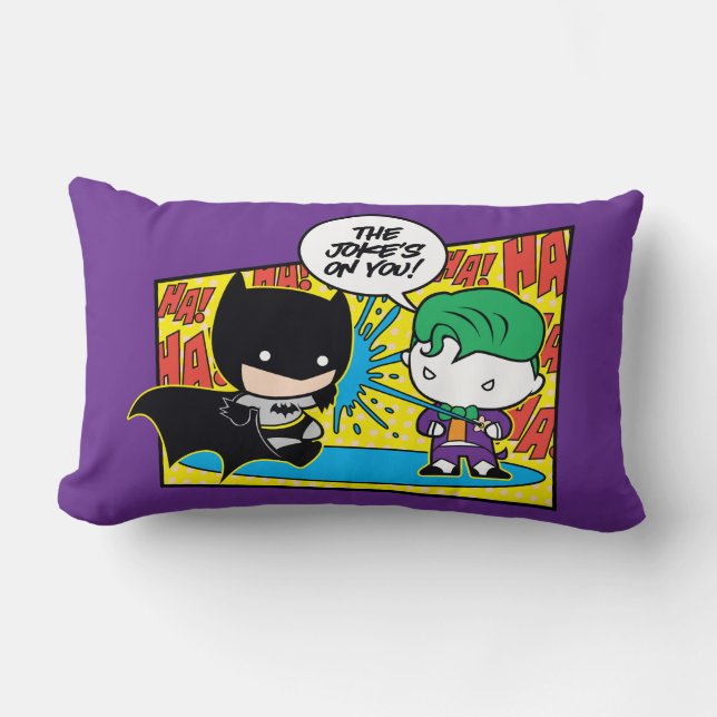 Chibi Joker Pranking Chibi Batman Lumbar Pillow (Front)