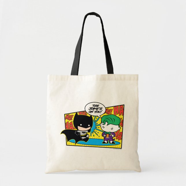 Chibi Joker Pranking Chibi Batman Tote Bag (Front)