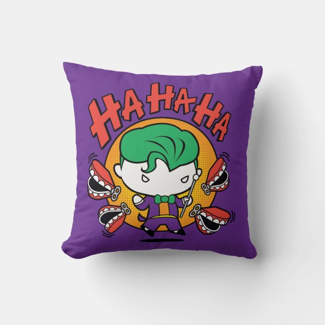 Chibi Joker With Toy Teeth Throw Pillow (Front)