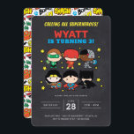 Chibi Justice League Chalkboard Birthday Invitatio Invitation<br><div class="desc">Invite all your family and friends to your child's Birthday with these chalkboard Chibi Justice League invitations. Personalize by adding all your party details!</div>