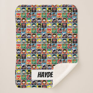 Chibi Justice League Character Pattern Sherpa Blanket