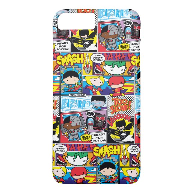 Chibi Justice League Comic Book Pattern Case-Mate iPhone Case (Back)