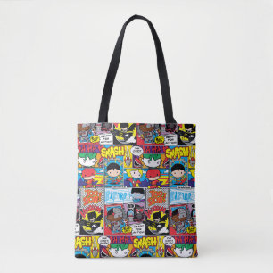 Chibi Justice League Comic Book Pattern Tote Bag