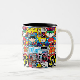 Chibi Justice League Comic Book Pattern Two-Tone Coffee Mug