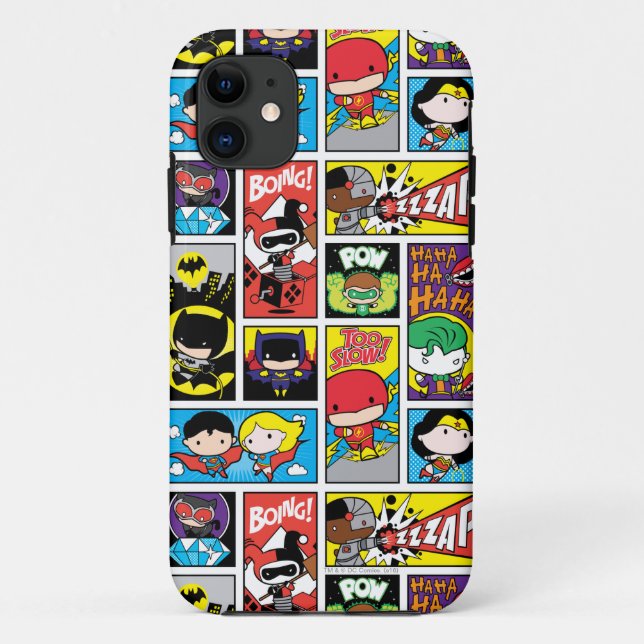 Chibi Justice League Compilation Pattern Case-Mate iPhone Case (Back)