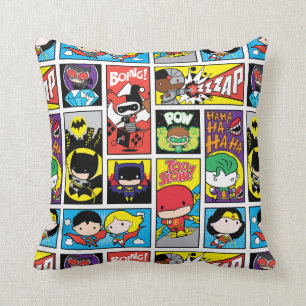 Chibi Justice League Compilation Pattern Throw Pillow