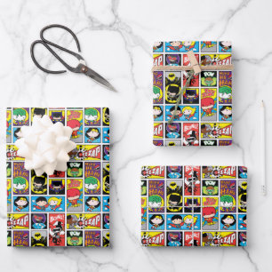Chibi Justice League Compilation Pattern Wrapping Paper Sheet