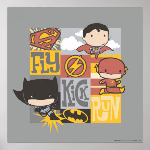 Chibi Justice League   Fly, Kick, Run Poster