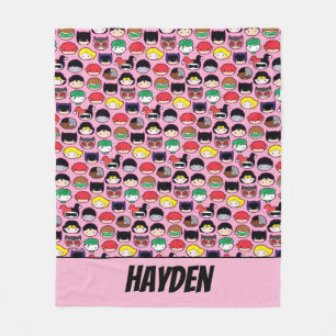 Chibi Justice League Head Pattern Fleece Blanket