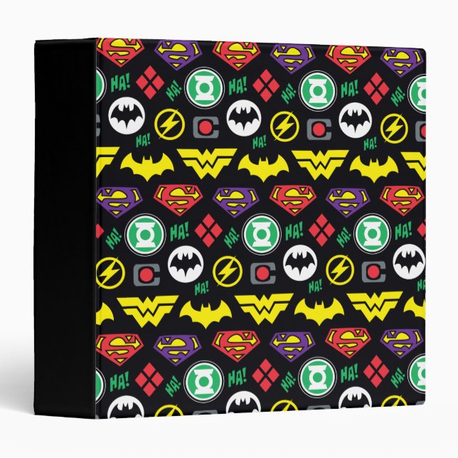 Chibi Justice League Logo Pattern Binder (Front/Spine)