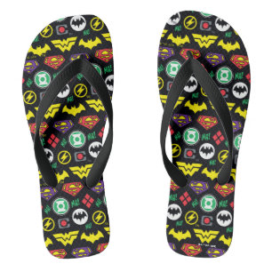 Chibi Justice League Logo Pattern Flip Flops